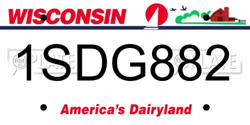 1SDG882 Wisconsin License Plate