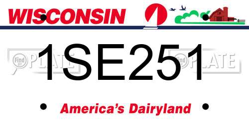 1SE251 Wisconsin License Plate