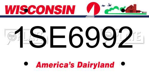 1SE6992 Wisconsin License Plate