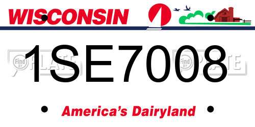 1SE7008 Wisconsin License Plate