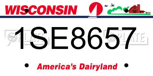 1SE8657 Wisconsin License Plate