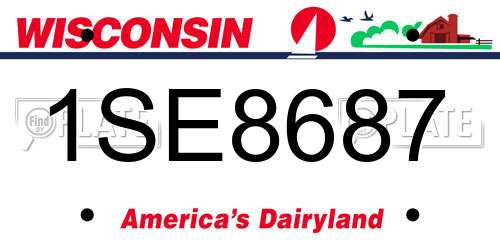 1SE8687 Wisconsin License Plate