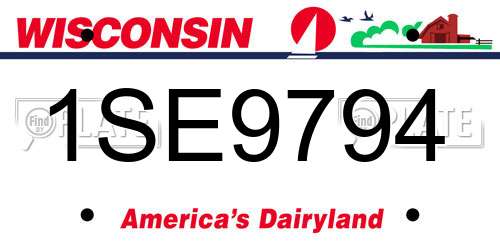 1SE9794 Wisconsin License Plate