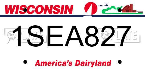 1SEA827 Wisconsin License Plate