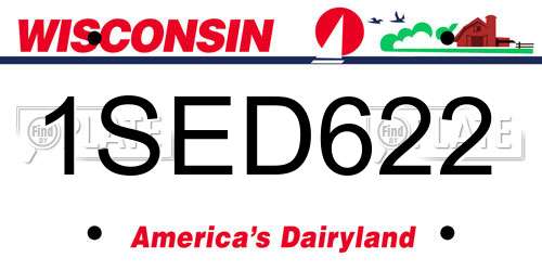1SED622 Wisconsin License Plate
