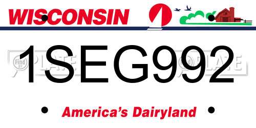 1SEG992 Wisconsin License Plate