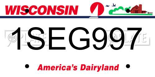 1SEG997 Wisconsin License Plate