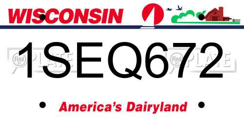 1SEQ672 Wisconsin License Plate