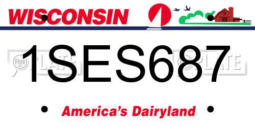 1SES687 Wisconsin License Plate