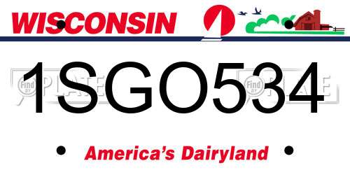 1SGO534 Wisconsin License Plate