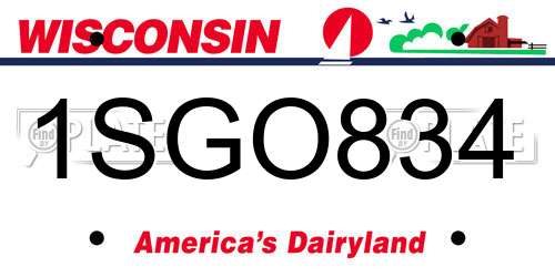1SGO834 Wisconsin License Plate