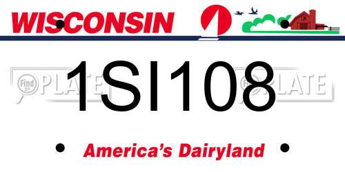 1SI108 Wisconsin License Plate