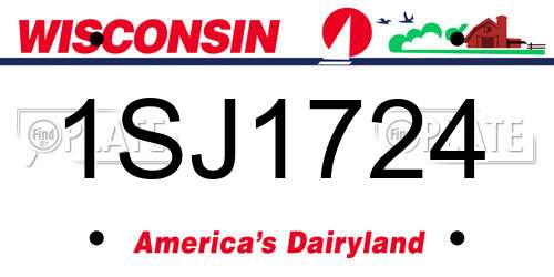 1SJ1724 Wisconsin License Plate
