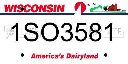 1SO3581 Wisconsin License Plate