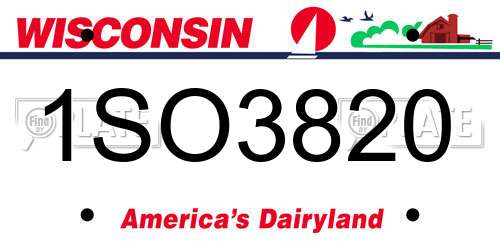 1SO3820 Wisconsin License Plate