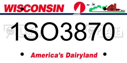 1SO3870 Wisconsin License Plate