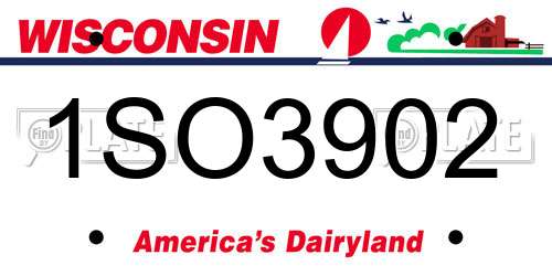 1SO3902 Wisconsin License Plate