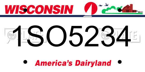 1SO5234 Wisconsin License Plate