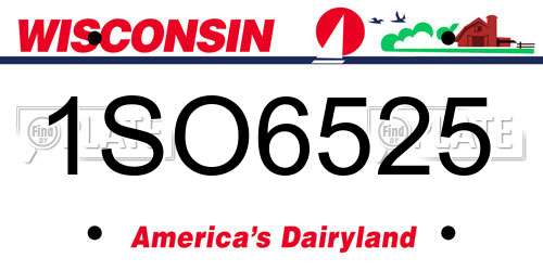 1SO6525 Wisconsin License Plate