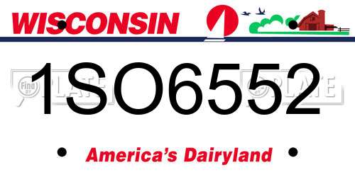 1SO6552 Wisconsin License Plate