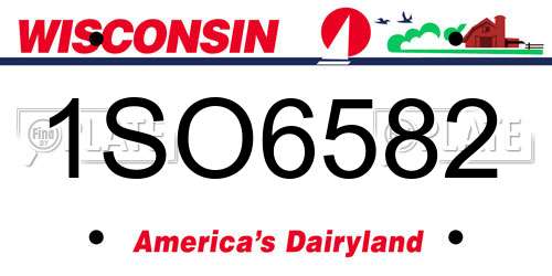 1SO6582 Wisconsin License Plate