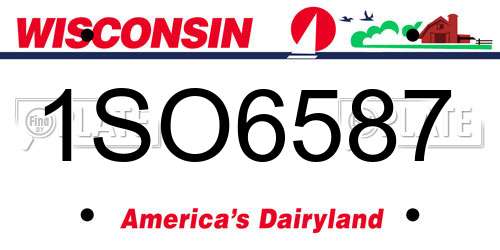 1SO6587 Wisconsin License Plate