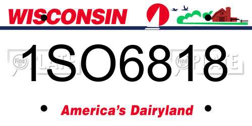 1SO6818 Wisconsin License Plate