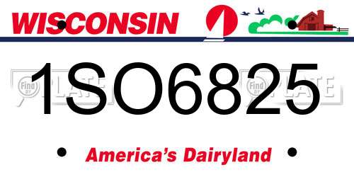 1SO6825 Wisconsin License Plate