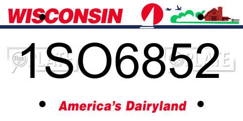 1SO6852 Wisconsin License Plate