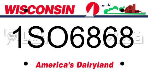 1SO6868 Wisconsin License Plate