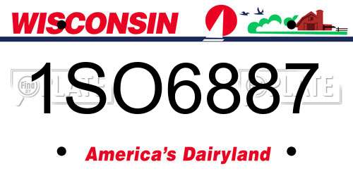 1SO6887 Wisconsin License Plate