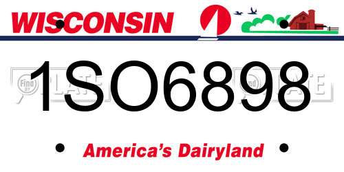 1SO6898 Wisconsin License Plate