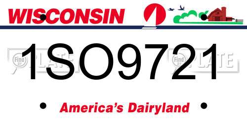 1SO9721 Wisconsin License Plate