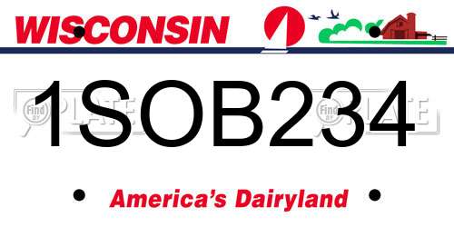 1SOB234 Wisconsin License Plate