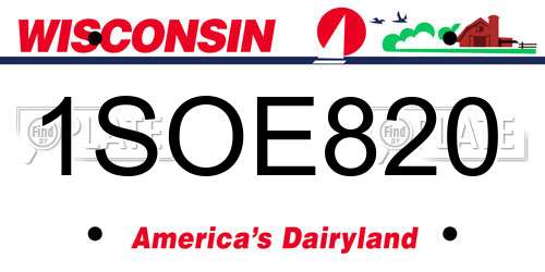 1SOE820 Wisconsin License Plate