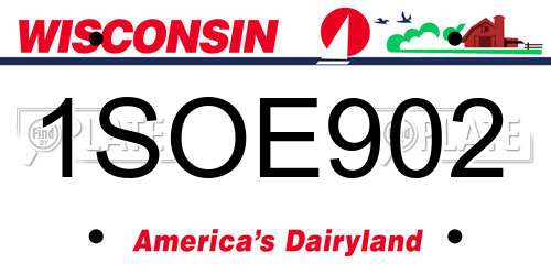 1SOE902 Wisconsin License Plate