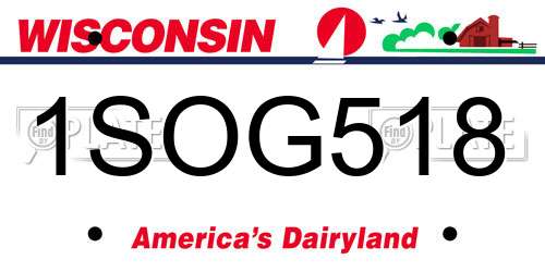 1SOG518 Wisconsin License Plate