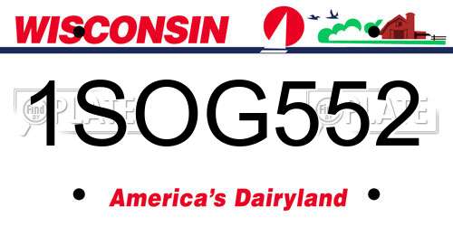 1SOG552 Wisconsin License Plate