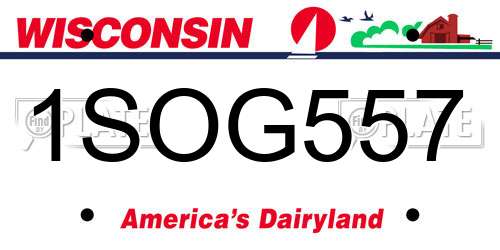 1SOG557 Wisconsin License Plate