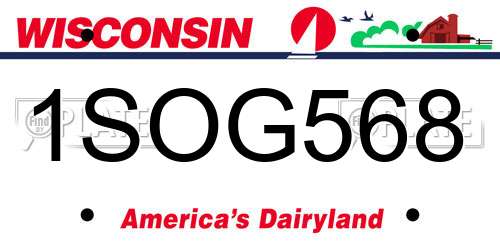 1SOG568 Wisconsin License Plate