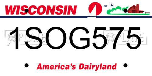 1SOG575 Wisconsin License Plate
