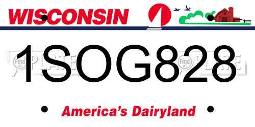 1SOG828 Wisconsin License Plate