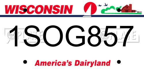 1SOG857 Wisconsin License Plate