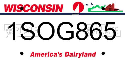 1SOG865 Wisconsin License Plate