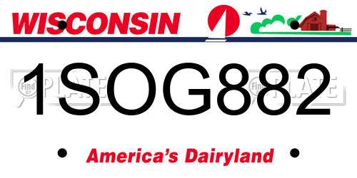 1SOG882 Wisconsin License Plate