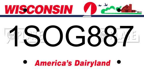 1SOG887 Wisconsin License Plate