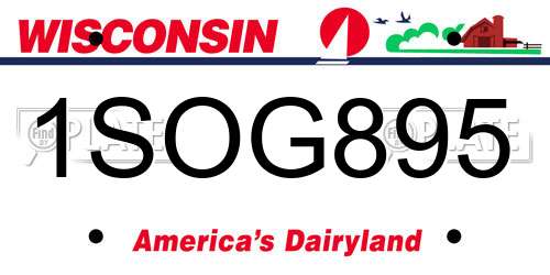 1SOG895 Wisconsin License Plate
