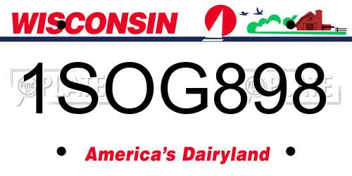 1SOG898 Wisconsin License Plate