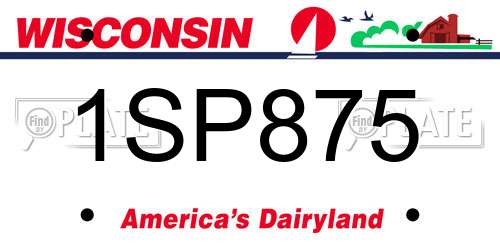 1SP875 Wisconsin License Plate