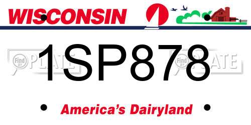 1SP878 Wisconsin License Plate